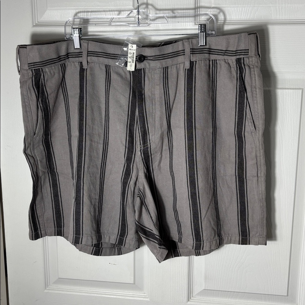 Madewell Men's XXL NWT Striped Lounge Shorts Hemp Cotton Gray Black - Picture 4 of 9
